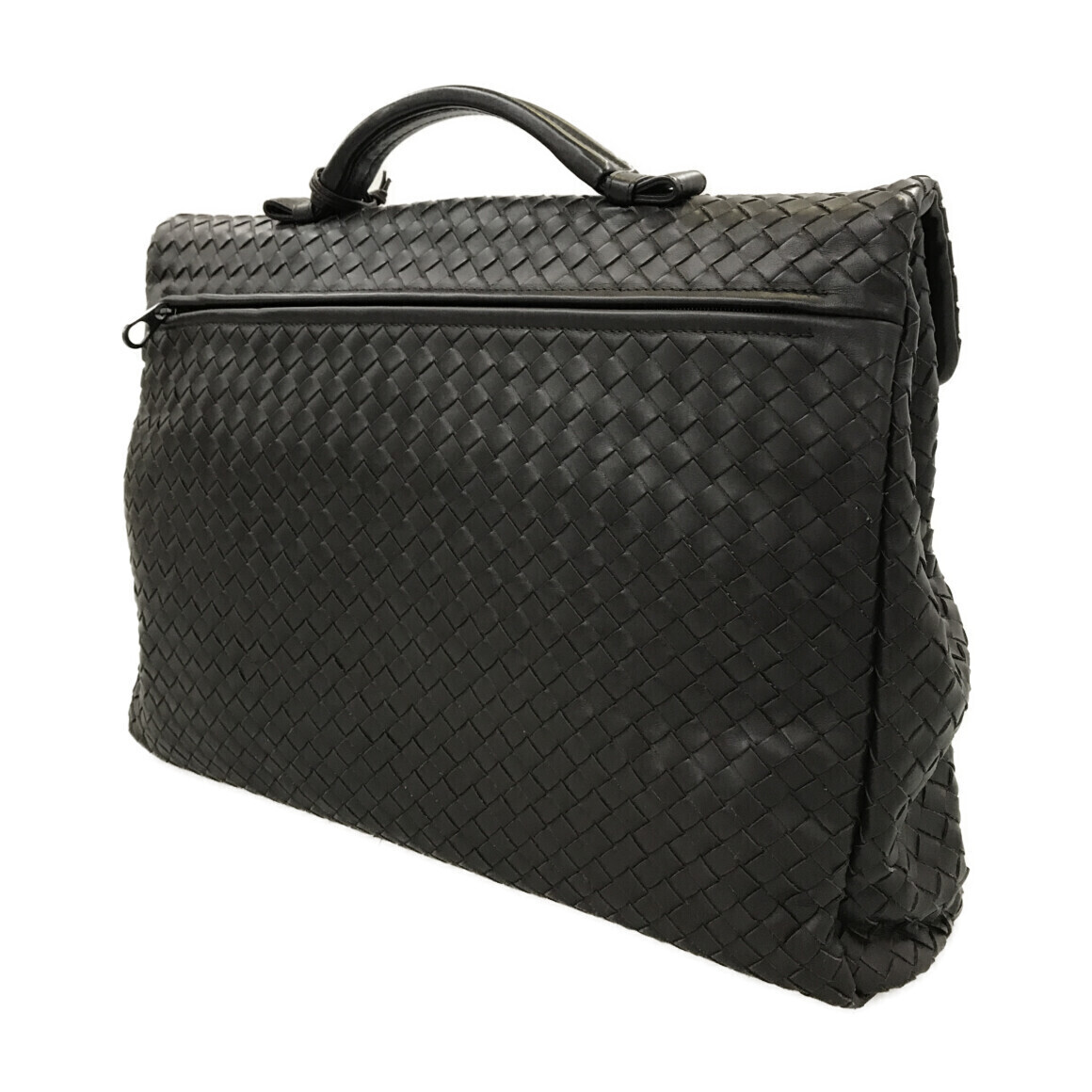 Bottega Veneta Leather Briefcase Intrecciato Woven Black